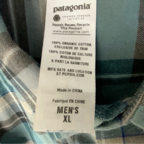 Patagonia Men’s Long Sleeve Button Down Plaid 100% Organic Cotton Shirt. Size XL - Picture 6 of 7